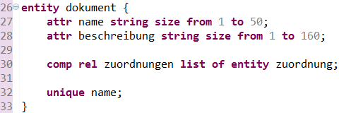 Eine Entitätendefinition anhand obiger Regel